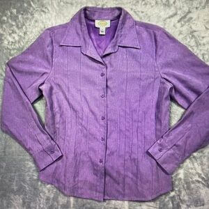 Talbots Purple Button-Front Long Sleeve Shirt